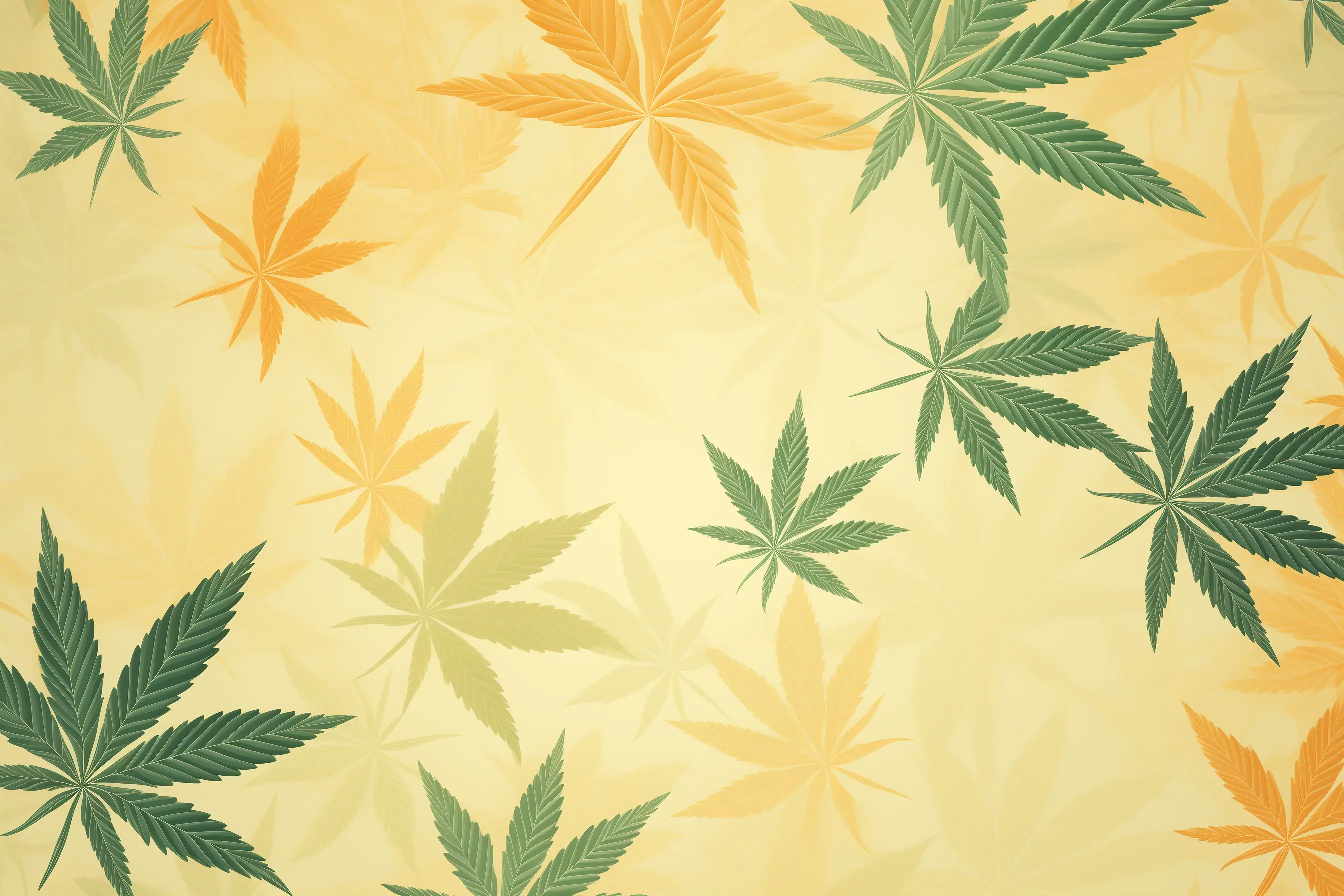 Ein Hintergrundbild aus Cannabisblättern in Pastelltönen, gestaltet für einen Cannabis Social Club in Leipzig